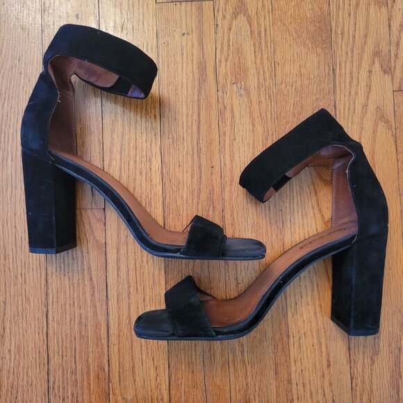 Jeffrey Campbell Black Suede Leather Ankle Strap High Block Heel Sandals 8 HOLVE - Picture 2 of 10